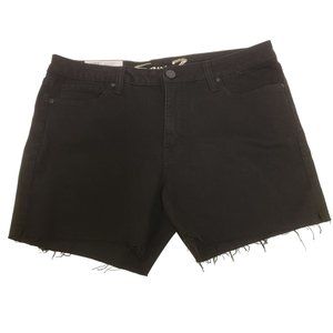 Seven Weekend Short Denim Cutoff Frayed Black Women's 16
